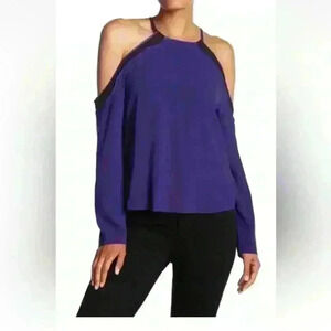 Ramy Brook DEEP AMETHYST Purple Anya Cold Shoulder Blouse, US Small